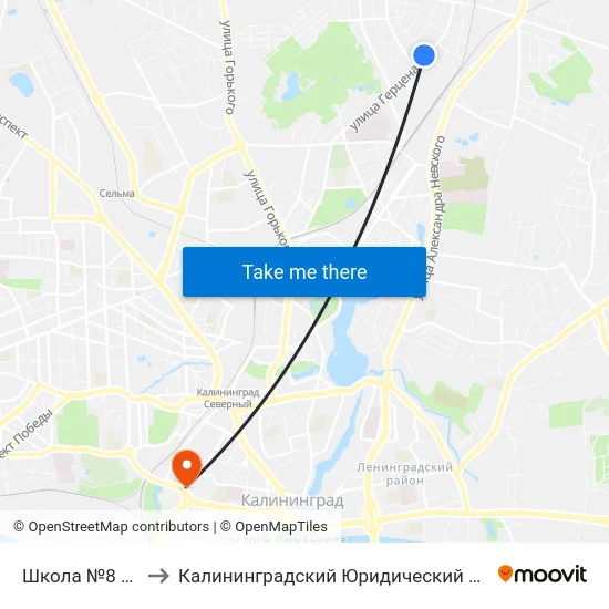 Школа №8 (В Центр) to Калининградский Юридический Институт Мвд России map