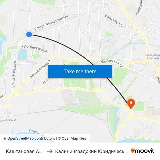 Каштановая Аллея (В Центр) to Калининградский Юридический Институт Мвд России map