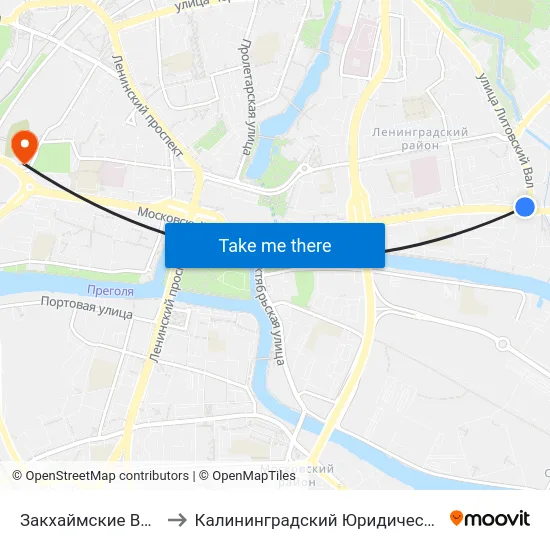 Закхаймские Ворота (В Центр) to Калининградский Юридический Институт Мвд России map