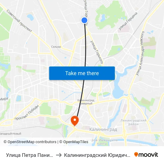 Улица Петра Панина (По Требованию) to Калининградский Юридический Институт Мвд России map