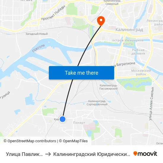 Улица Павлика Морозова to Калининградский Юридический Институт Мвд России map