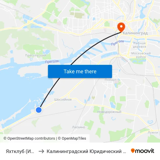 Яхтклуб (Из Центра) to Калининградский Юридический Институт Мвд России map
