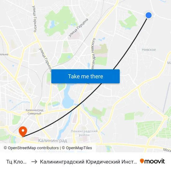 Тц Клондайк to Калининградский Юридический Институт Мвд России map