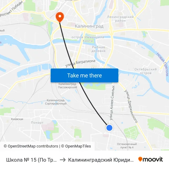 Школа № 15 (По Требованию, Из Центра) to Калининградский Юридический Институт Мвд России map