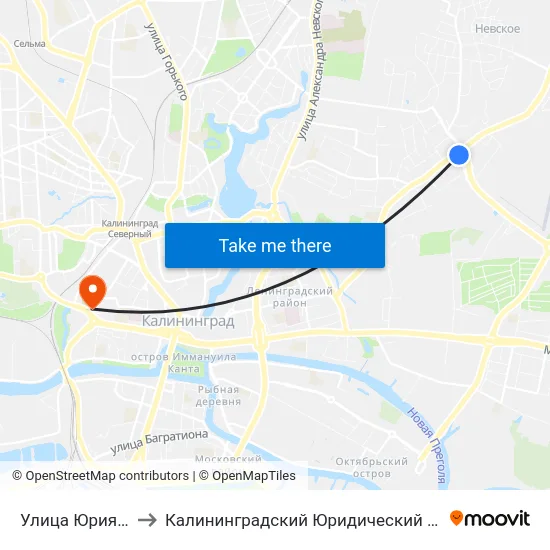 Улица Юрия Гагарина to Калининградский Юридический Институт Мвд России map