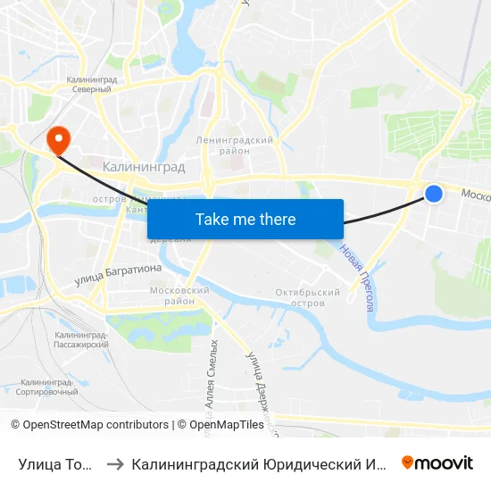 Улица Толбухина to Калининградский Юридический Институт Мвд России map