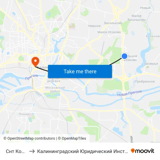 Снт Колосок to Калининградский Юридический Институт Мвд России map