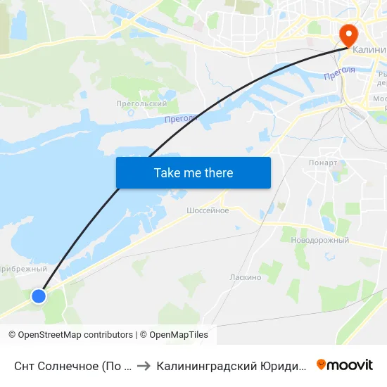 Снт Солнечное (По Требованию, В Центр) to Калининградский Юридический Институт Мвд России map
