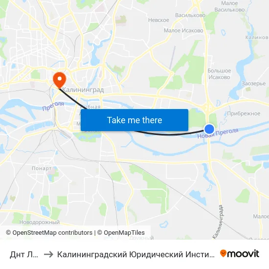 Днт Лотос to Калининградский Юридический Институт Мвд России map