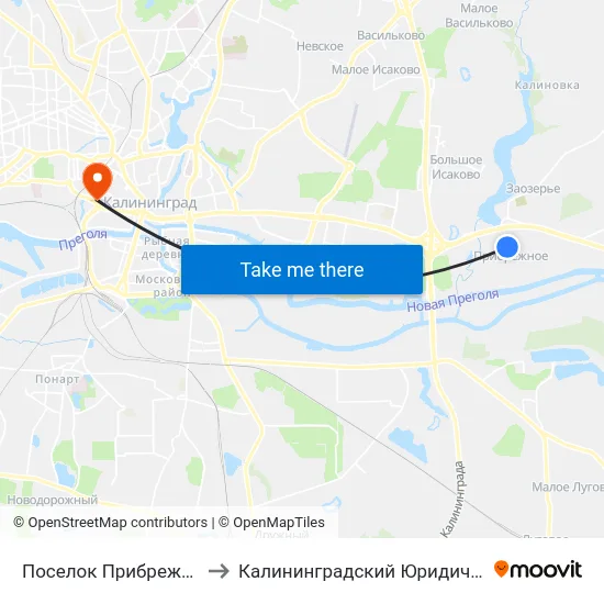 Поселок Прибрежное (По Требованию) to Калининградский Юридический Институт Мвд России map