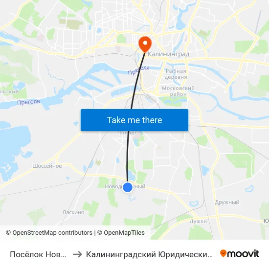 Посёлок Новодорожный to Калининградский Юридический Институт Мвд России map