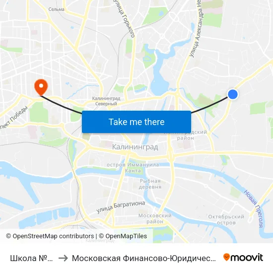 Школа №2 (Из Центра) to Московская Финансово-Юридическая Академия. Калининградский Филиал map