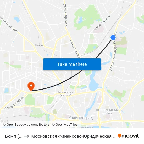 Бсмп (В Центр) to Московская Финансово-Юридическая Академия. Калининградский Филиал map