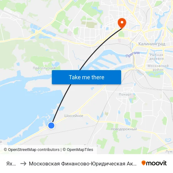 Яхтклуб to Московская Финансово-Юридическая Академия. Калининградский Филиал map
