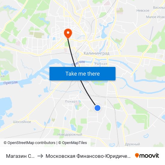 Магазин Семья (В Центр) to Московская Финансово-Юридическая Академия. Калининградский Филиал map