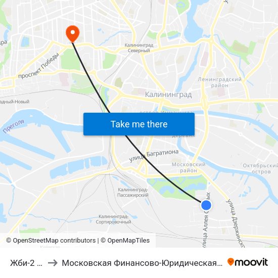 Жби-2 (В Центр) to Московская Финансово-Юридическая Академия. Калининградский Филиал map