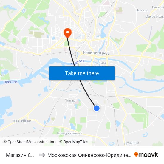 Магазин Семья (Из Центра) to Московская Финансово-Юридическая Академия. Калининградский Филиал map