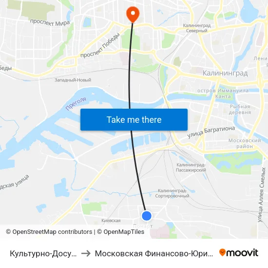 Культурно-Досуговый Центр (Кдц,В Центр) to Московская Финансово-Юридическая Академия. Калининградский Филиал map