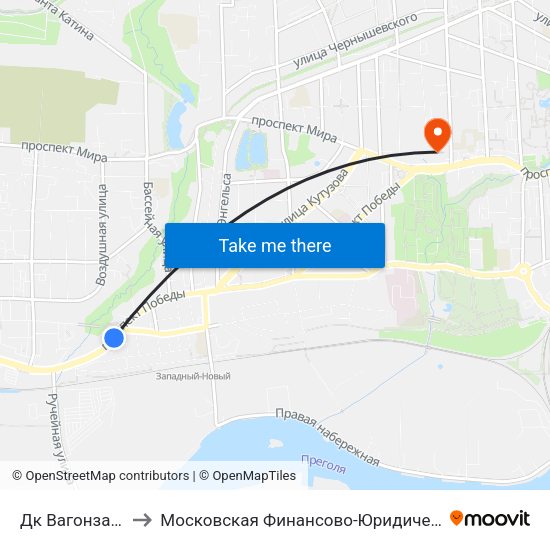 Дк Вагонзавода (Из Центра) to Московская Финансово-Юридическая Академия. Калининградский Филиал map