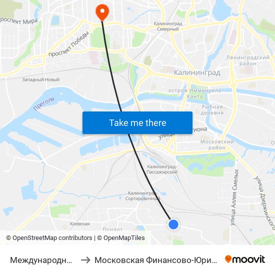 Международный Университет (В Центр) to Московская Финансово-Юридическая Академия. Калининградский Филиал map