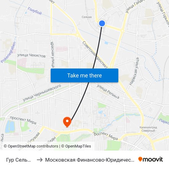 Гур Сельма (Из Центра) to Московская Финансово-Юридическая Академия. Калининградский Филиал map