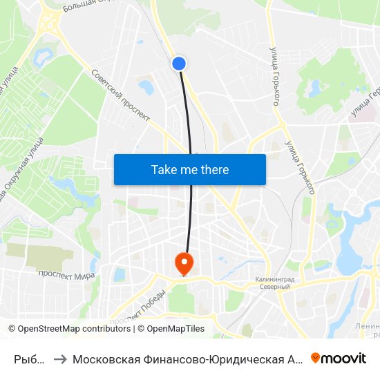 Рыбникова to Московская Финансово-Юридическая Академия. Калининградский Филиал map