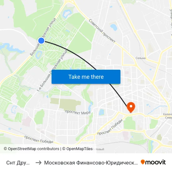 Снт Дружба (В Центр) to Московская Финансово-Юридическая Академия. Калининградский Филиал map