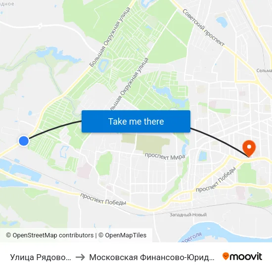 Улица Рядового Павленко (В Центр) to Московская Финансово-Юридическая Академия. Калининградский Филиал map