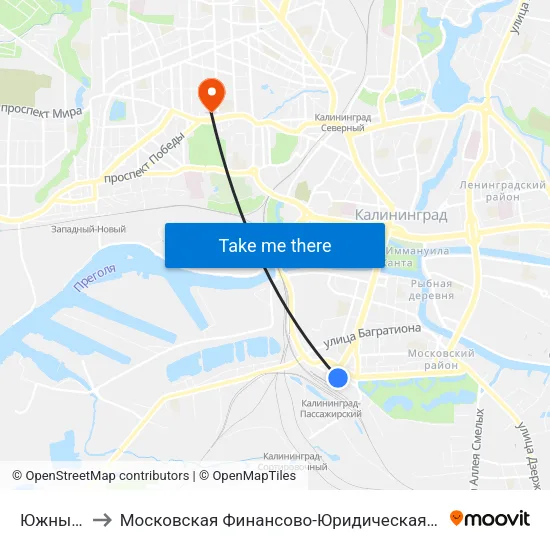 Южный Вокзал to Московская Финансово-Юридическая Академия. Калининградский Филиал map