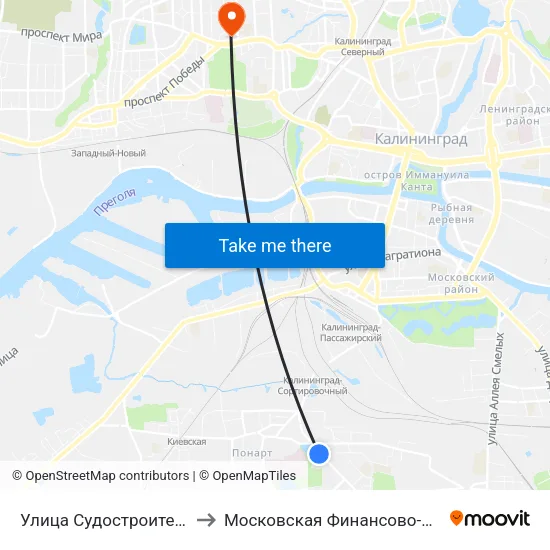 Улица Судостроительная (На Улице Батальная, Из Центра) to Московская Финансово-Юридическая Академия. Калининградский Филиал map