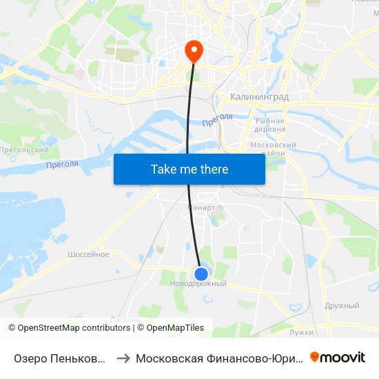 Озеро Пеньковое (По Требованию, В Центр) to Московская Финансово-Юридическая Академия. Калининградский Филиал map