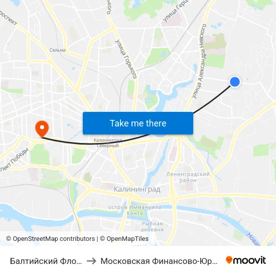 Балтийский Флотский Военный Суд (В Центр) to Московская Финансово-Юридическая Академия. Калининградский Филиал map