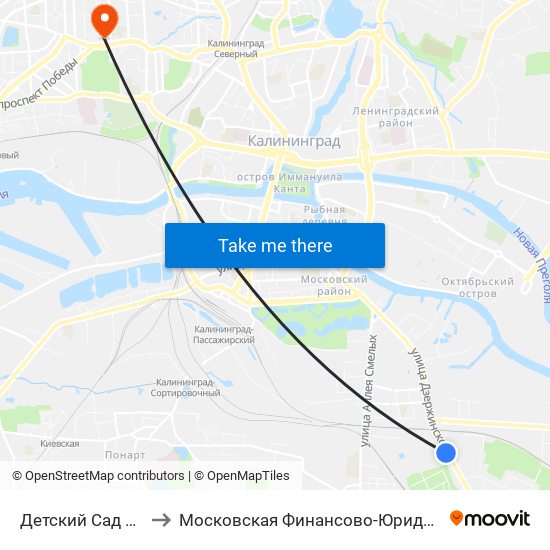 Детский Сад № 12 (По Требованию) to Московская Финансово-Юридическая Академия. Калининградский Филиал map