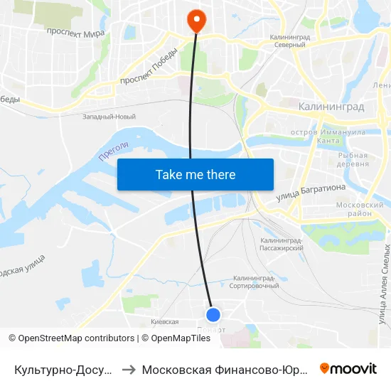 Культурно-Досуговый Центр (Кдц,Из Центра) to Московская Финансово-Юридическая Академия. Калининградский Филиал map