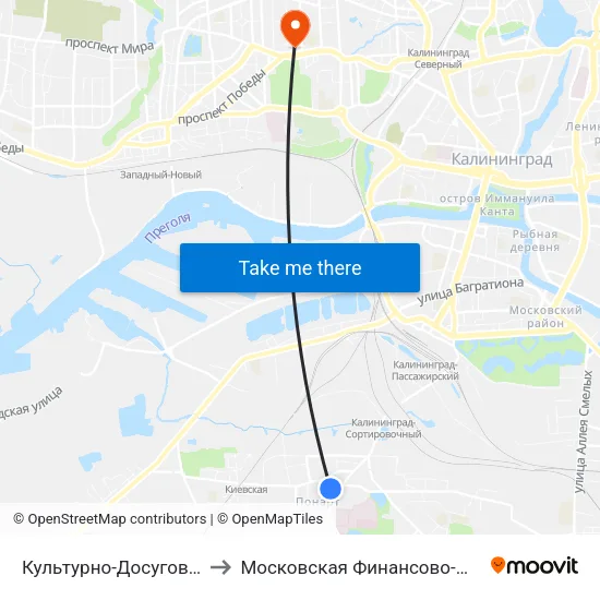 Культурно-Досуговый Центр (На Ул. Коммунистической) to Московская Финансово-Юридическая Академия. Калининградский Филиал map