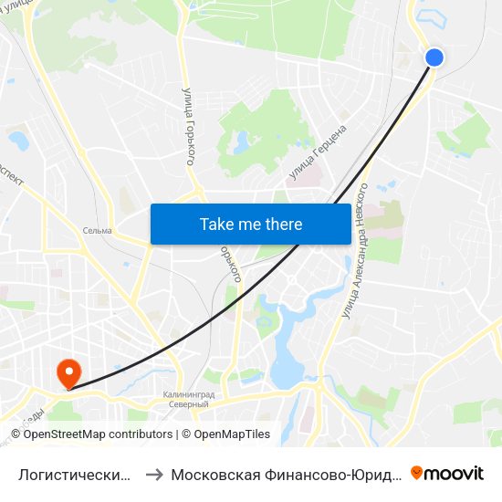 Логистический Центр (По Требованию) to Московская Финансово-Юридическая Академия. Калининградский Филиал map