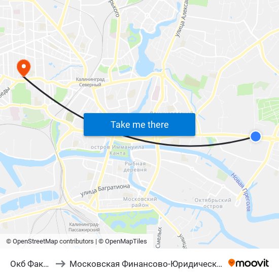 Окб Факел (В Центр) to Московская Финансово-Юридическая Академия. Калининградский Филиал map