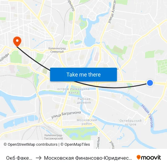 Окб Факел (Из Центра) to Московская Финансово-Юридическая Академия. Калининградский Филиал map