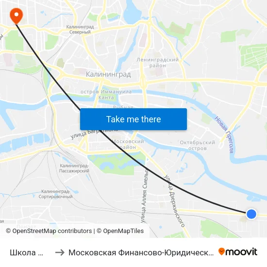 Школа №26 (В Центр) to Московская Финансово-Юридическая Академия. Калининградский Филиал map