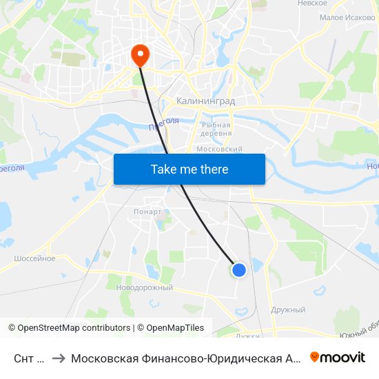 Снт Медик to Московская Финансово-Юридическая Академия. Калининградский Филиал map
