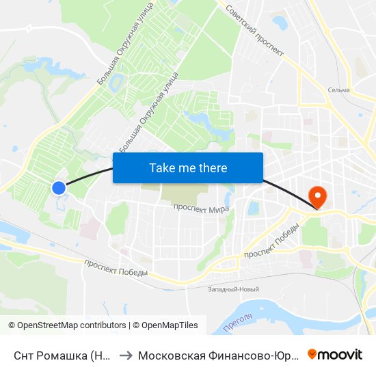 Снт Ромашка (На Ул. Тенистая Аллея, В Центр) to Московская Финансово-Юридическая Академия. Калининградский Филиал map