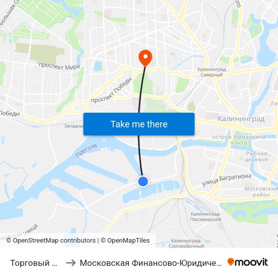 Торговый Порт (Из Центра) to Московская Финансово-Юридическая Академия. Калининградский Филиал map