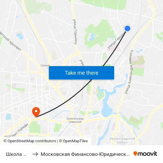 Школа №8 (В Центр) to Московская Финансово-Юридическая Академия. Калининградский Филиал map