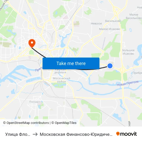 Улица Флотская (В Центр) to Московская Финансово-Юридическая Академия. Калининградский Филиал map