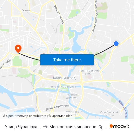 Улица Чувашская (На Ул. Куйбышева, В Центр) to Московская Финансово-Юридическая Академия. Калининградский Филиал map