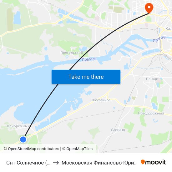 Снт Солнечное (По Требованию, Из Центра) to Московская Финансово-Юридическая Академия. Калининградский Филиал map