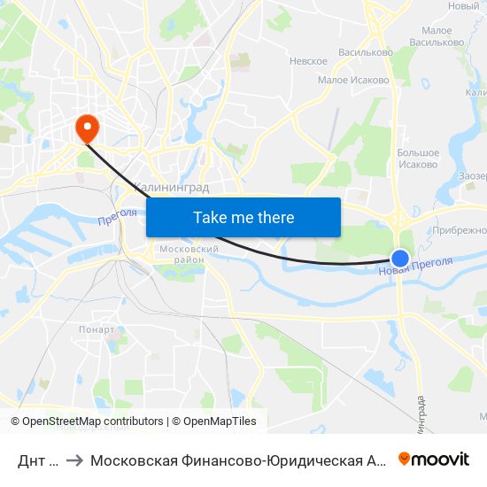 Днт Лотос to Московская Финансово-Юридическая Академия. Калининградский Филиал map