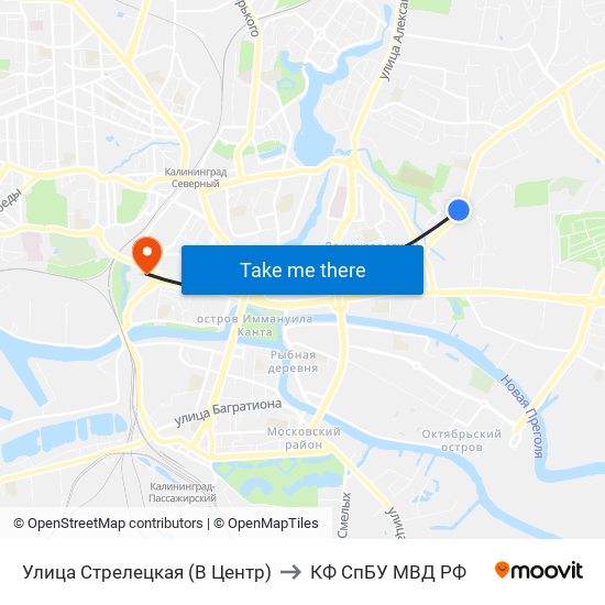 Улица Стрелецкая (В Центр) to КФ СпБУ МВД РФ map