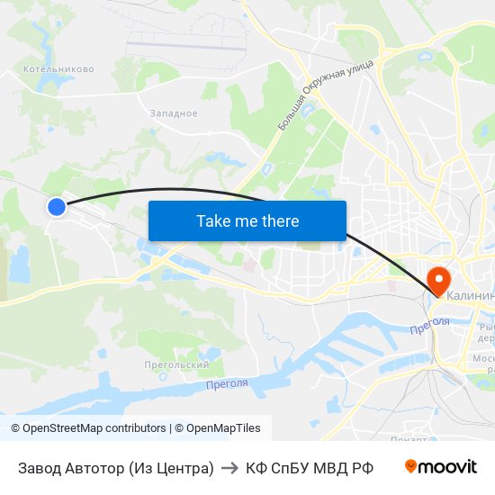 Завод Автотор (Из Центра) to КФ СпБУ МВД РФ map