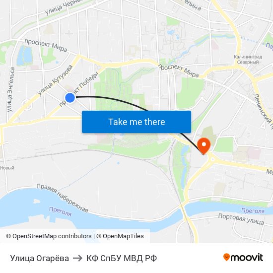 Улица Огарёва to КФ СпБУ МВД РФ map